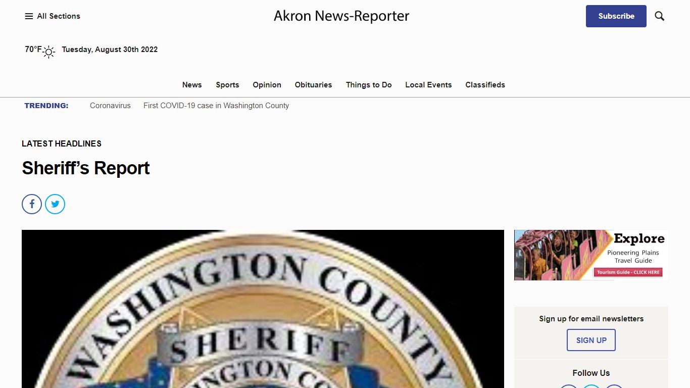 Sheriff’s Report – Akron News-Reporter